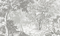 Vintage Funny Jungle Gray Wallpaper Mural