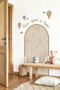 Peel & Stick Balloon Arch Wall Decal Set with Wooden Arch & Full Wooden Accessories