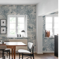 Fixed size：Animal Deep In The Jungle Blue Wallpaper Mural