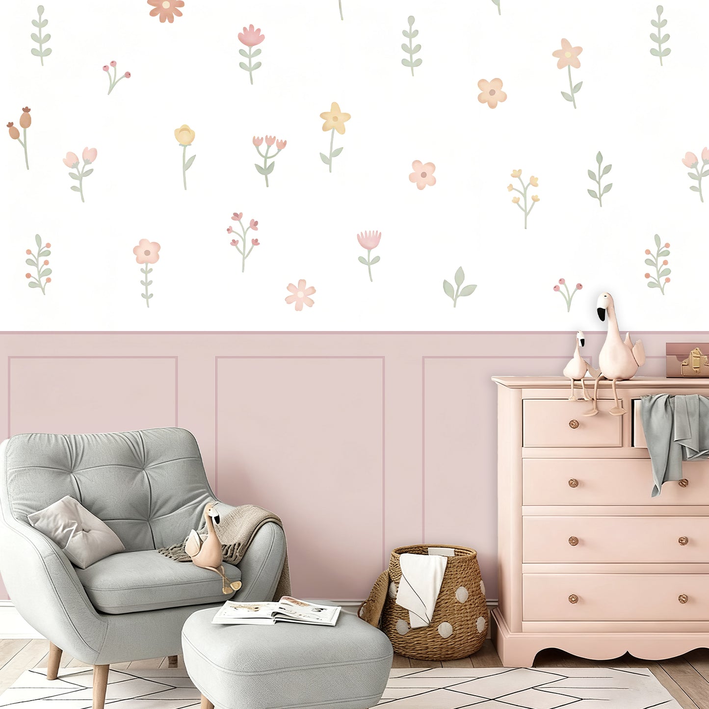 Pastel Floral Nursery Peel and Stick Wall Decals | ZeekoHome