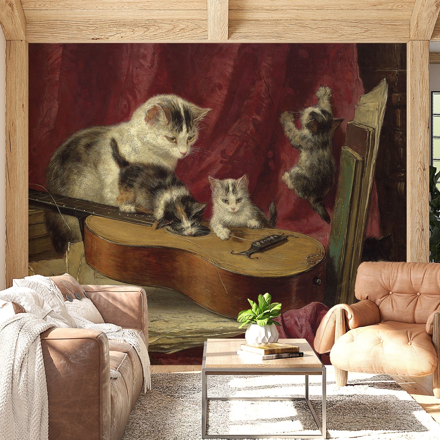 Animal Cat Print Black Wallpaper Mural