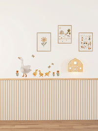 Children's room Farm Goose Wall Decal Set with Striped Wall Panels Peel & Stick Nursery Decor