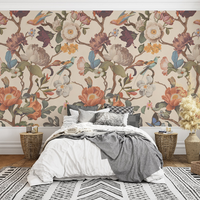 Yellow Floral Wallpaper Mural Vintage Botanical Wall Decor for Bedroom