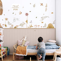 Whimsical Bunny & Nature Wall Decals 4-Piece Set for Playful Nursery Décor