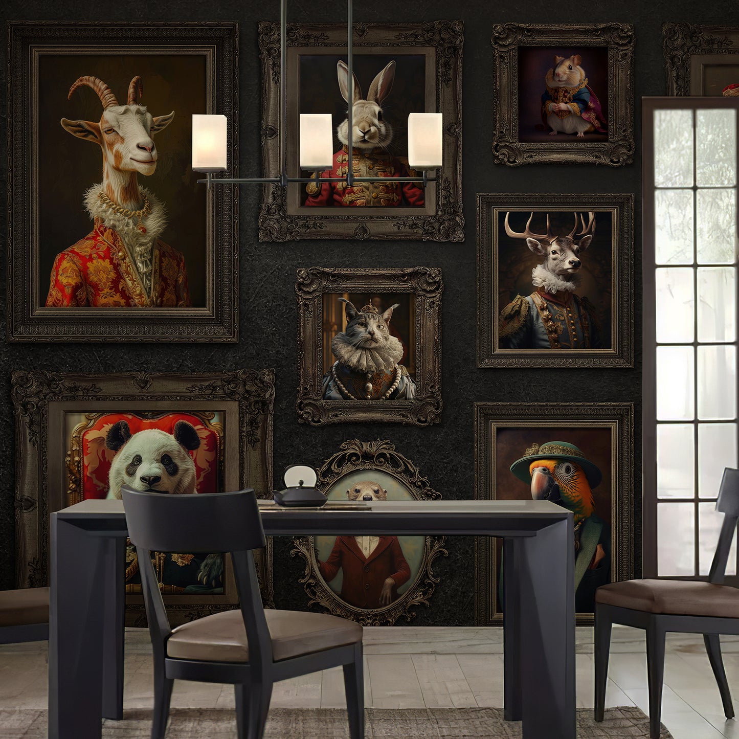 Animal Picture Frame Aristocrat Wallpaper Mural