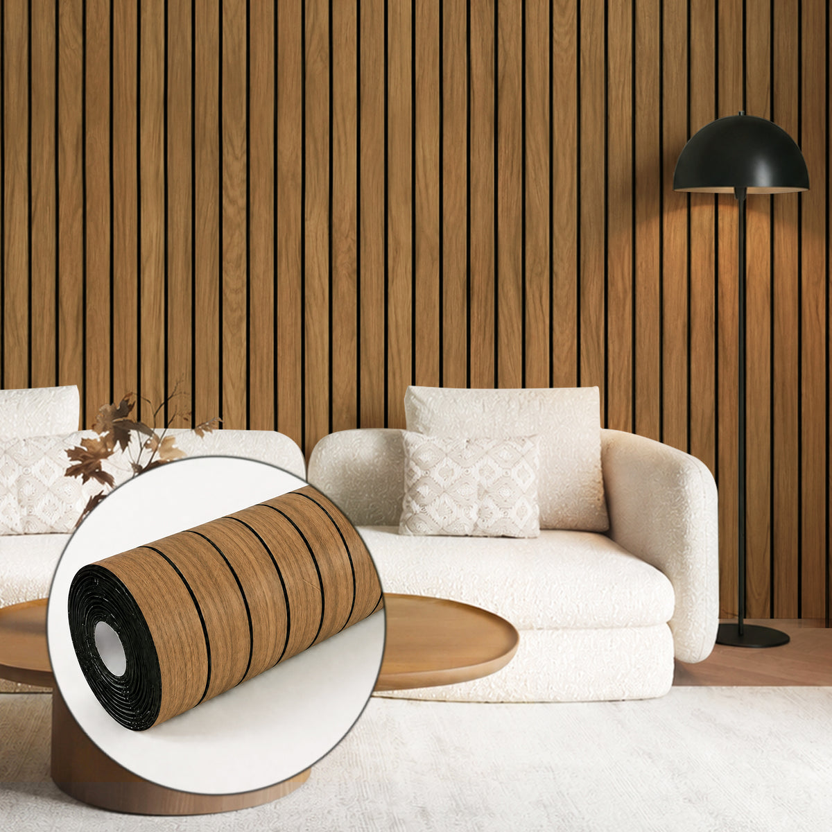 3D Foam Wood Slat Peel and Stick Wallpaper