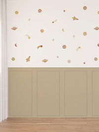 Children's Room Space Story Wall Decal Set Peel & Stick Space Wall Sticker Set for Kids Room