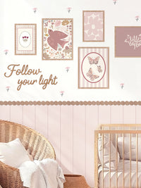 Pink Peel and Stick Wall Panel Set with Wooden Frames Wooden Letters and Floral Decals for Girls Room