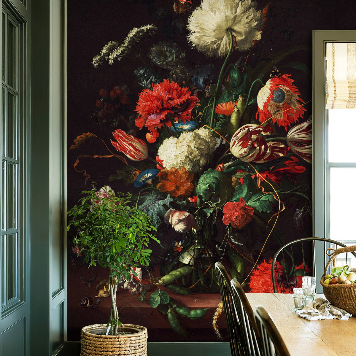 Fixed size:Dark Floral Still Life Wall Mural