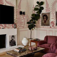 Wall Panel Red Fern Leaf Wallpaper Mural