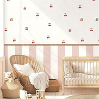 Cherry Pink Stripe Nursery Peel and Stick Wall Decals | ZeekoHome