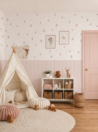 Bloom Light Pink Floral Nursery Wall Decals with Wainscoting Panels