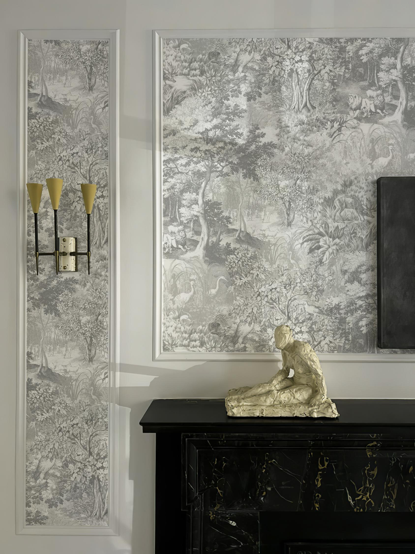 Vintage Funny Jungle Gray Wallpaper Mural
