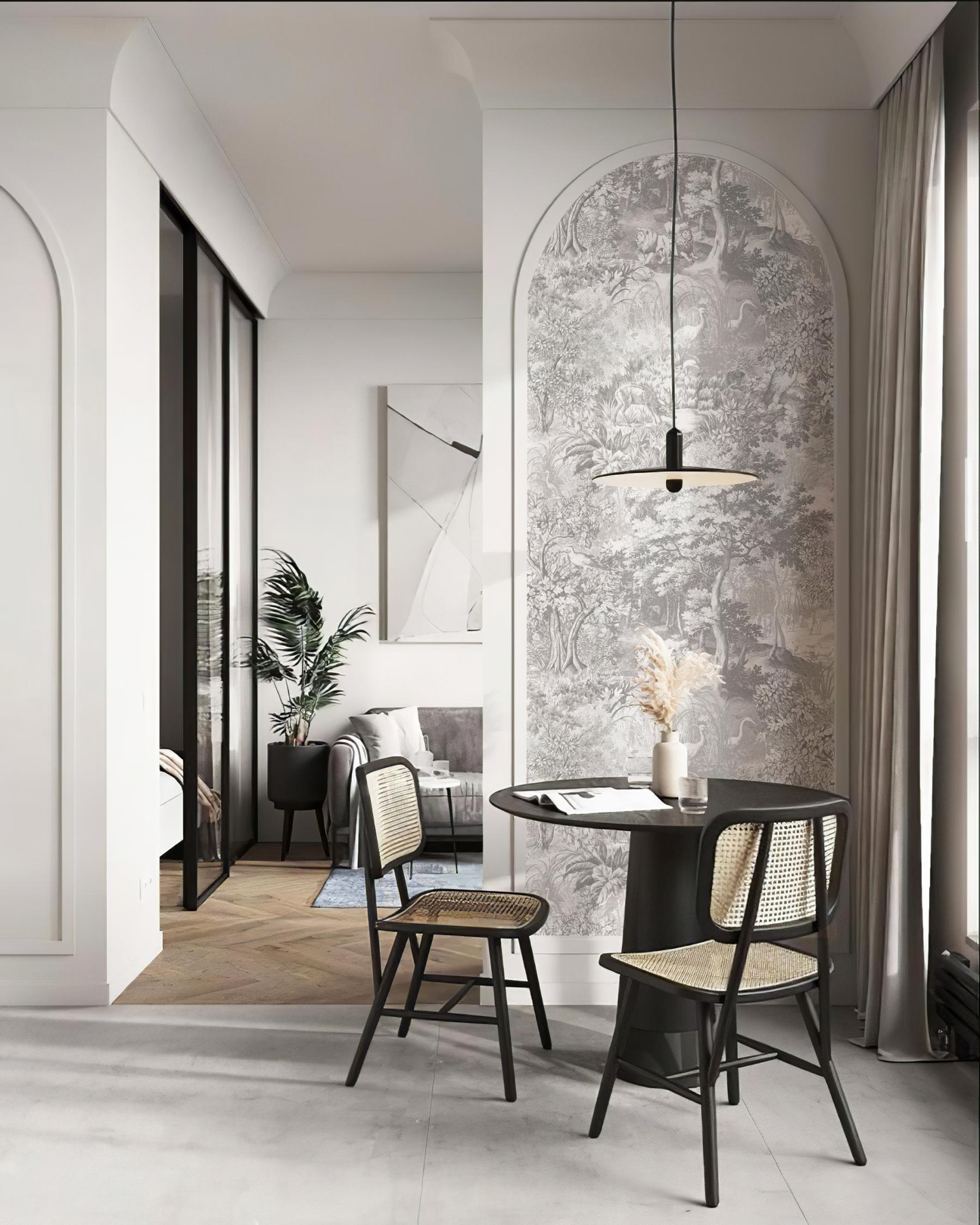 Vintage Funny Jungle Gray Wallpaper Mural