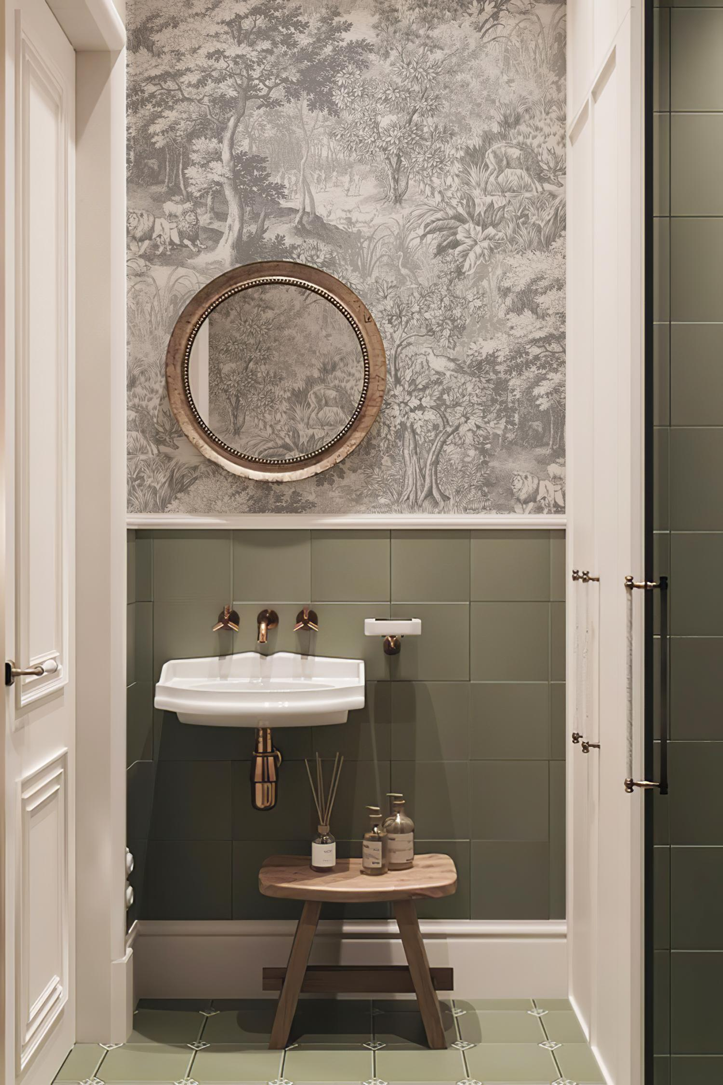 Vintage Funny Jungle Gray Wallpaper Mural
