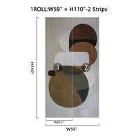 Abstract Fractal Dream wall mural size chart, 59x110 inch 2 strips peel and stick wallpaper