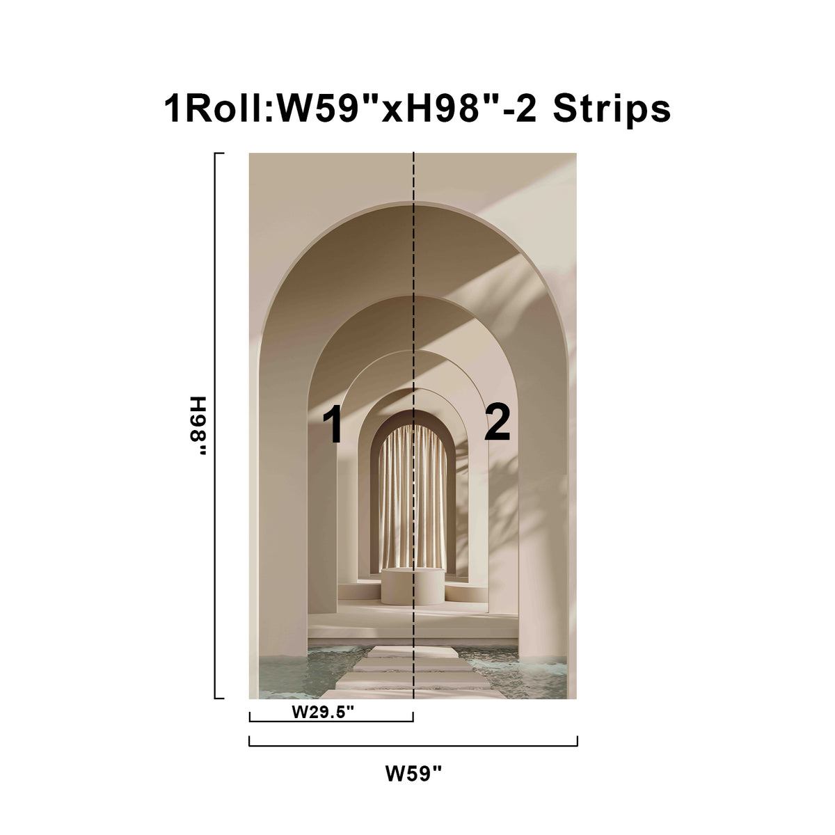 Fixed size：Wall Panel Arch Wallpaper Mural