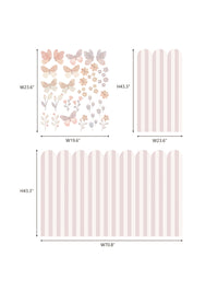 Children's Room Blush Scallop Fence Peel and Stick Wall Decals Set Butterfly & Floral Wall Stickers