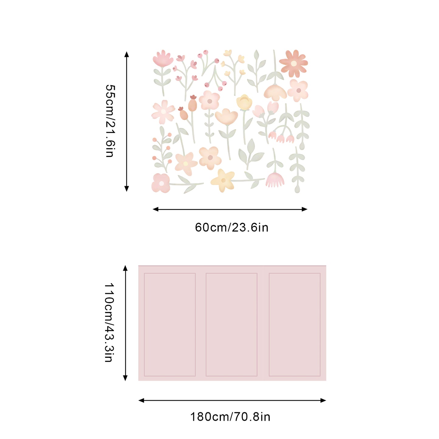 Pastel Floral Nursery Peel and Stick Wall Decals | ZeekoHome