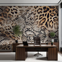 Leopard Snake Print peel stick wallpaper modern office feature wall