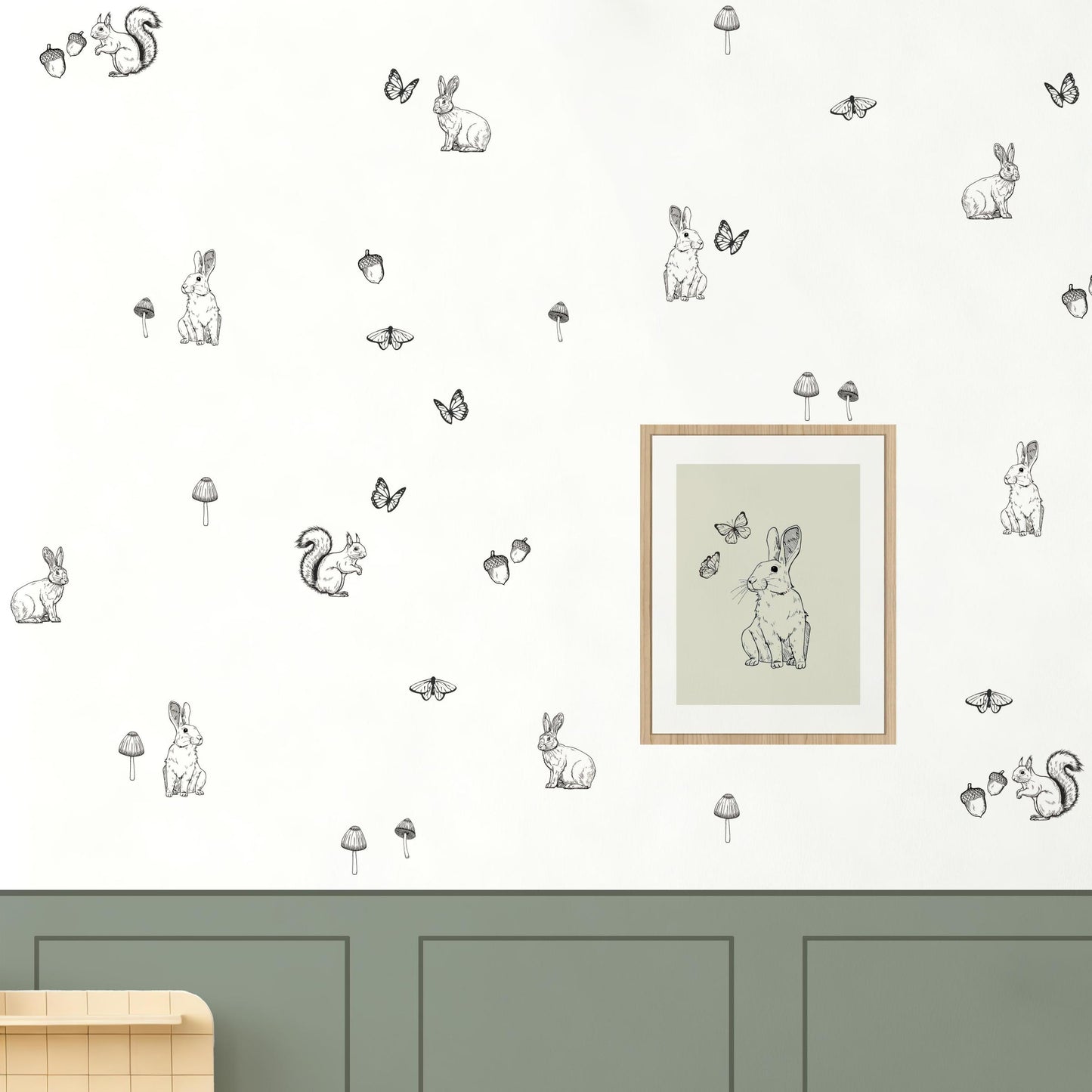 Charming Bunny & Nature Wall Decal Set for Playful and Serene Nursery Spaces