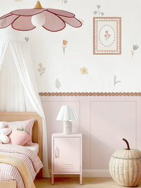 Peel and Stick Wall Border Decals Scalloped Trim Floral Wall Decals for Nursery & Girls Room