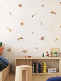 Children's Room Space Story Wall Decal Set Peel & Stick Space Wall Sticker Set for Kids Room