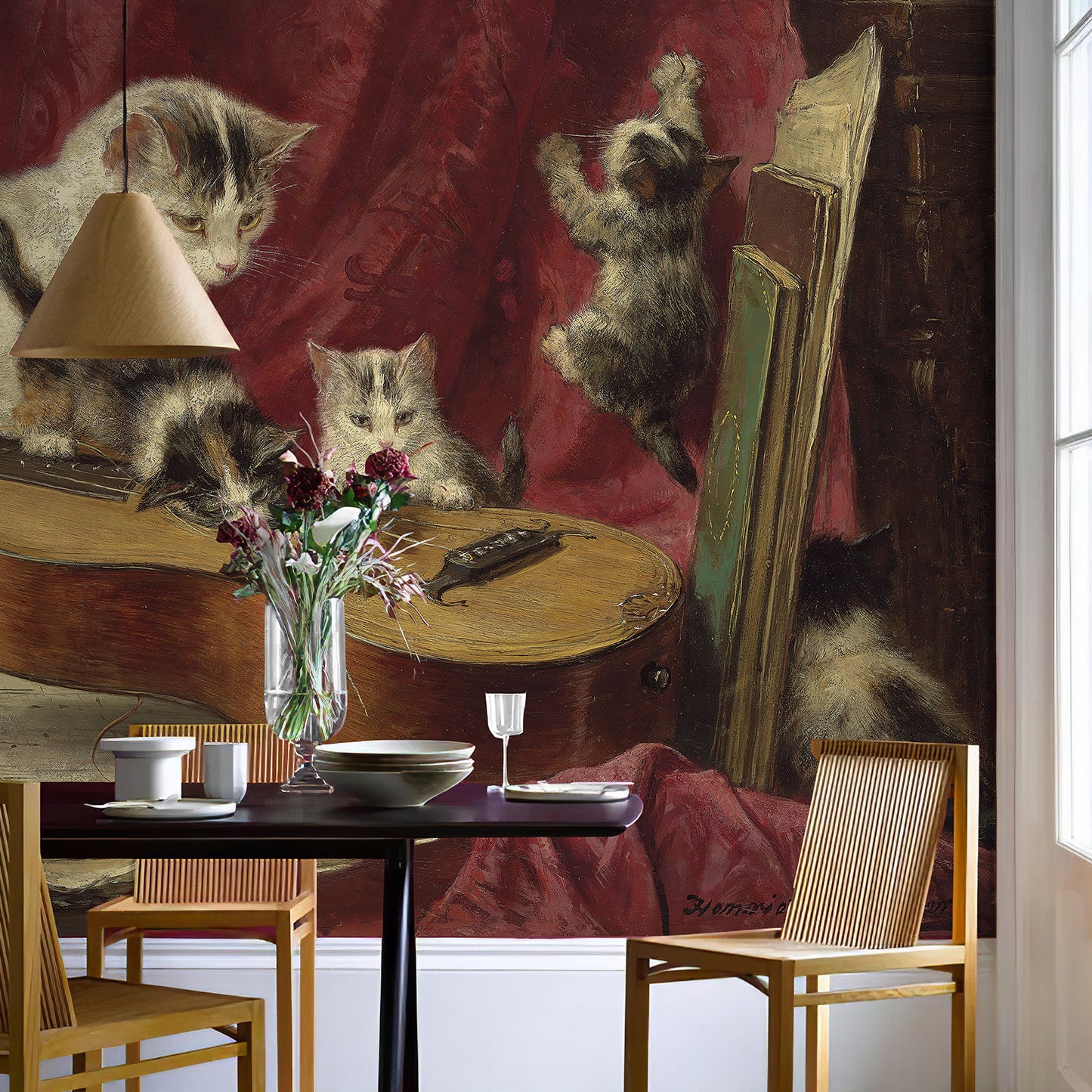 Animal Cat Print Black Wallpaper Mural