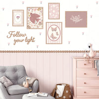 Peel & Stick Wall Panel Decals – Blush Wainscoting Look + Scalloped Border Trim Removable