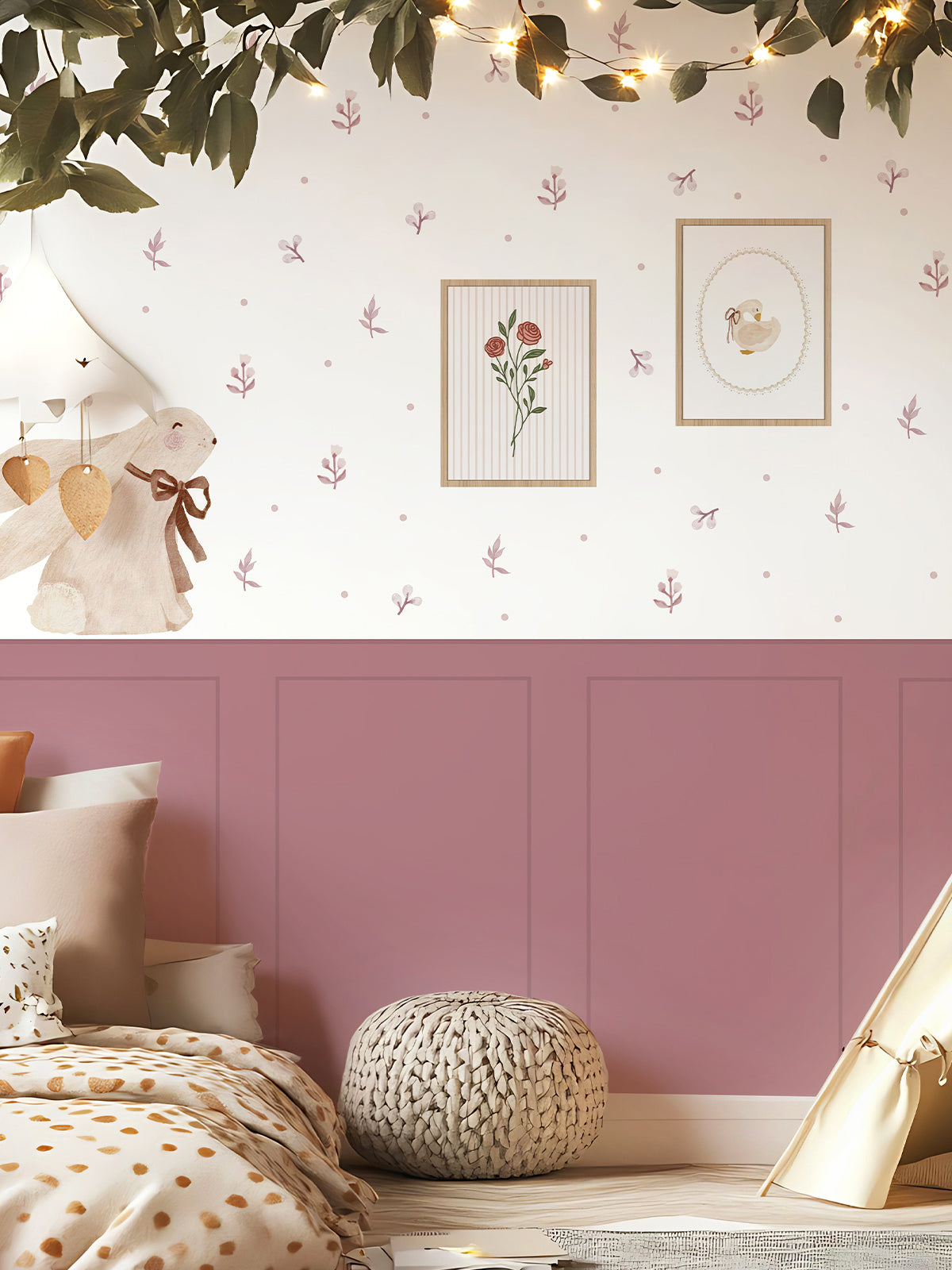 Pastel Canvas Bunny Nursery Peel and Stick Wall Decal Set | ZeekoHome