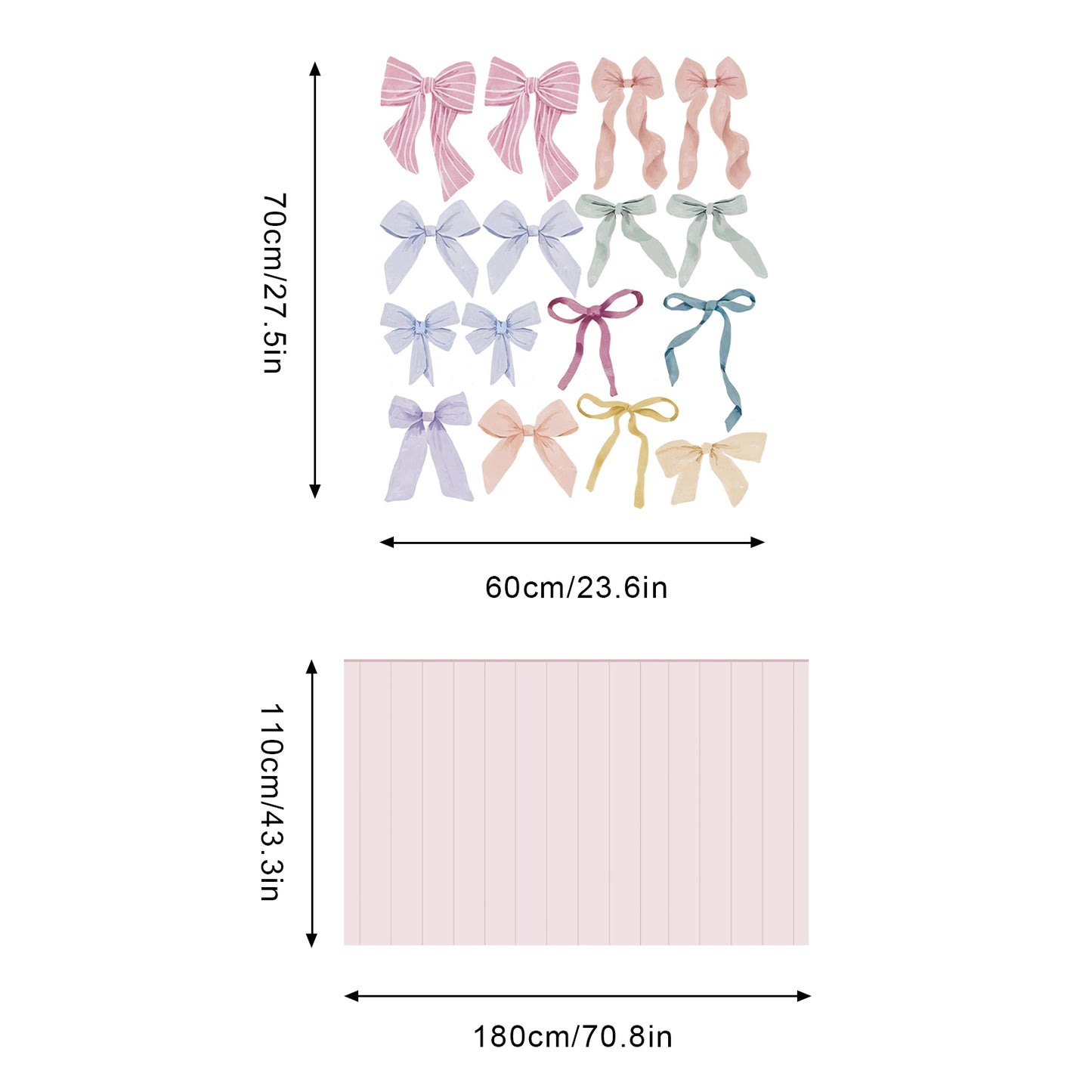 Pastel Bow Nursery Peel and Stick Wall Decals | ZeekoHome