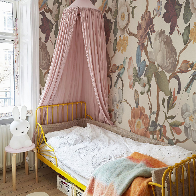 Yellow Floral Wallpaper Mural Vintage Botanical Wall Decor for Bedroom