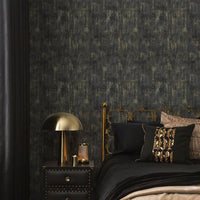 Special link-2 rolls Zeeko Black and Gold Textured Wallpaper Non Pasted 17.3"x 473" Vintage Metallic Wallpaper Textured Wall Paper Modern Luxury Contact Paper Non-Woven for Bedroom