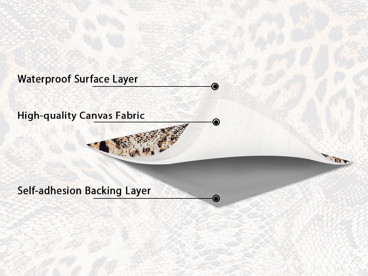 Leopard Snake Print peel and stick wall mural 3-layer canvas structure diagram