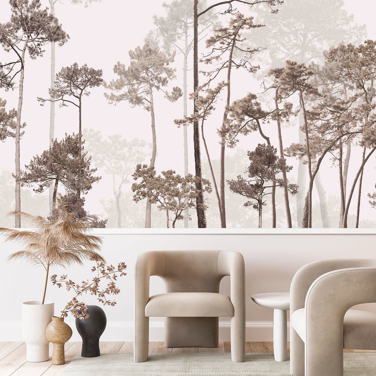 Special Link-Vintage Forest Beige Taupe (84" tall by 110" wide) Plain Texture Non-adhesive