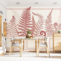 Wall Panel Red Fern Leaf Wallpaper Mural