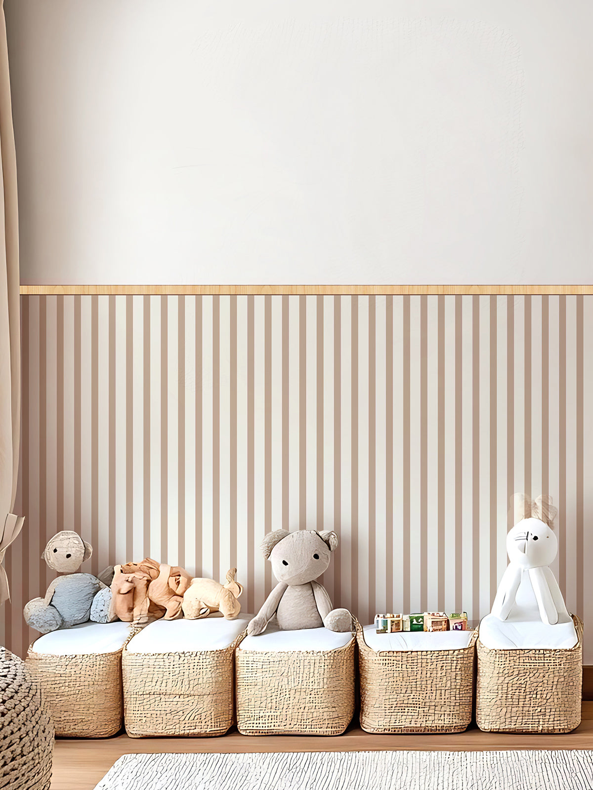 Children's room Farm Goose Wall Decal Set with Striped Wall Panels Peel & Stick Nursery Decor