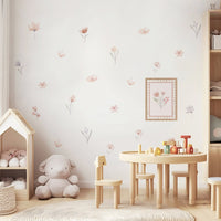 Peel and Stick Girl's Room Decals Pink Wall Border Decals Scalloped Trim Floral Wall Stickers for Nursery