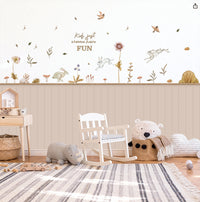 Whimsical Bunny & Nature Wall Decals 4-Piece Set for Playful Nursery Décor
