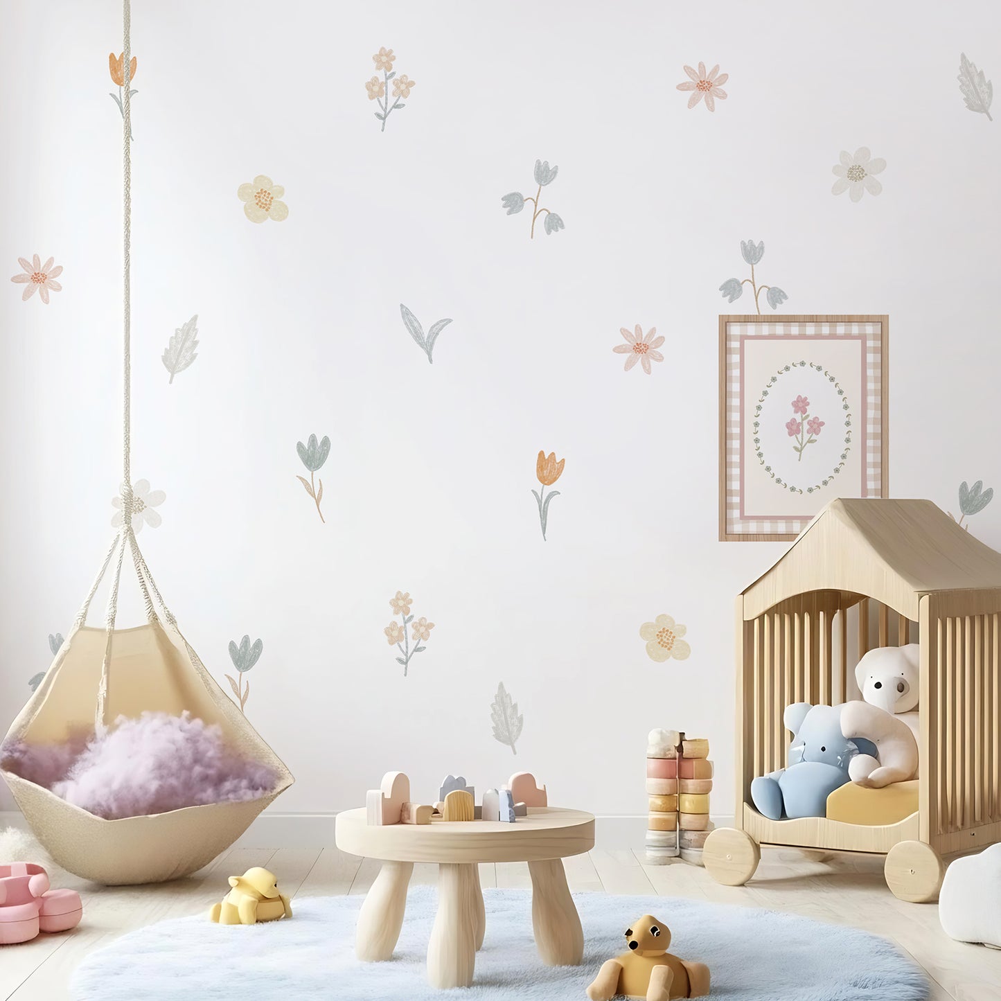 Peel and Stick Wall Border Decals Scalloped Trim Floral Wall Decals for Nursery & Girls Room