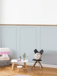 Blue Bunny Peel and Stick Wall Panel Decal Set with Floral Wall Stickers Wooden Frames and Wavy Trim for Nursery Baby Room