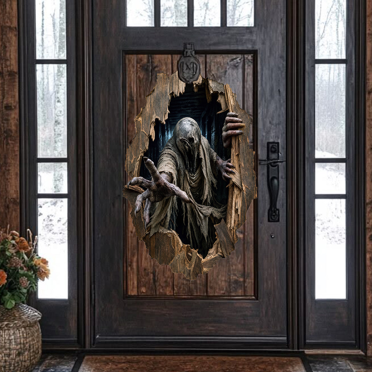 Halloween decorations Phantom Intruder Peel and Stick Door Decal