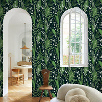 Vintage Floral Wallpaper Peel and Stick Wallpaper Green Leaf Lily of The Valley Botanical Wallpaper Self Adhesive Removable for Renter Friendly 480" X 17.3"