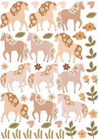 Boho Floral Pony Nursery Peel and Stick Wall Decals