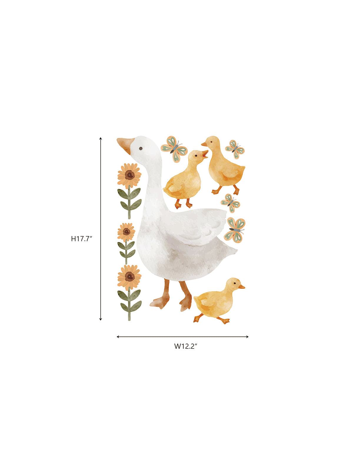 Children's room Farm Goose Wall Decal Set with Striped Wall Panels Peel & Stick Nursery Decor