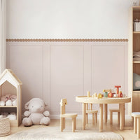 Peel and Stick Girl's Room Decals Pink Wall Border Decals Scalloped Trim Floral Wall Stickers for Nursery