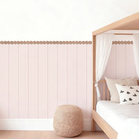 Peel & Stick Wall Panel Decals – Blush Wainscoting Look + Scalloped Border Trim Removable