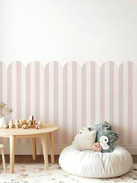 Children's Room Blush Scallop Fence Peel and Stick Wall Decals Set Butterfly & Floral Wall Stickers