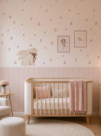 Bloom Light Pink Floral Nursery Wall Decals with Wainscoting Panels