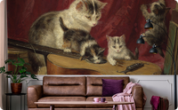 Animal Cat Print Black Wallpaper Mural